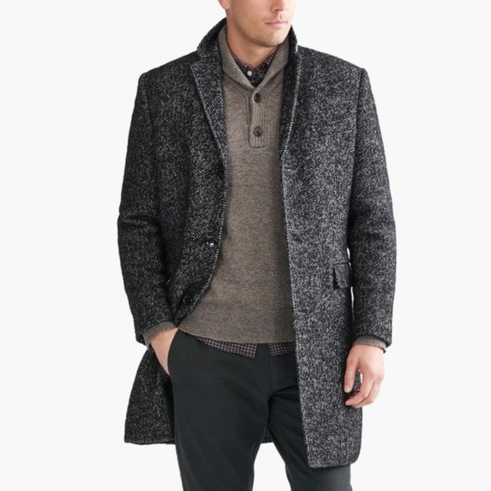 J.Crew Men’s Ludlow Wool Herringbone Topcoat 40R